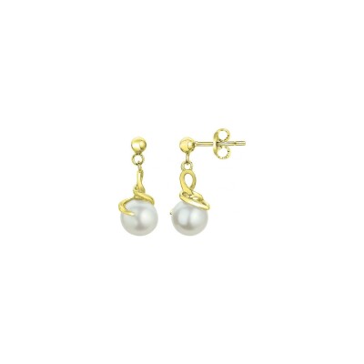 Boucles d'oreilles en laiton et perle d'eau douce