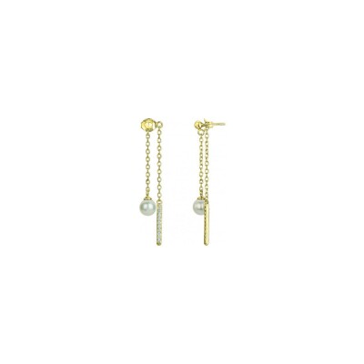 Boucles d'oreilles en laiton et perle d'eau douce