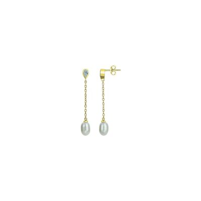 Boucles d'oreilles en laiton et perle d'eau douce