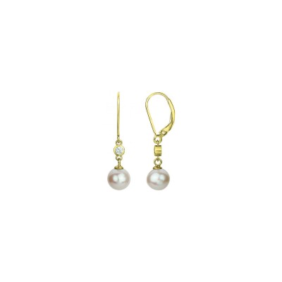 Boucles d'oreilles en laiton et perle d'eau douce