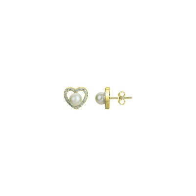 Boucles d'oreilles en laiton et perle d'eau douce