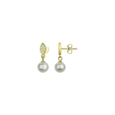 Boucles d'oreilles en laiton et perle d'eau douce