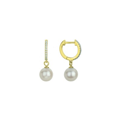 Boucles d'oreilles en laiton et perle d'eau douce