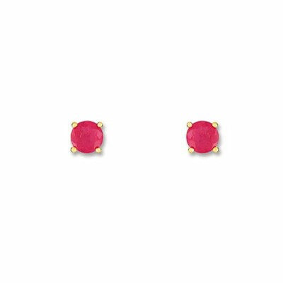 Boucles d'oreilles en or jaune et rubis