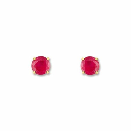 Boucles d'oreilles en or jaune et rubis