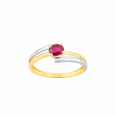 Bague en or blanc, or jaune et rubis