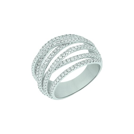 Bague en or blanc palladié et diamants