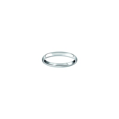 Alliance demi-jonc bombé confort en or blanc