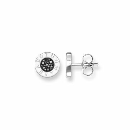 Boucles d'oreilles Thomas Sabo Glam & Soul Classic Pavé Noir en argent et oxyde de zirconium noir 