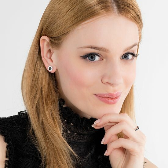 Boucles d'oreilles Thomas Sabo Glam & Soul Classic Pavé Noir en argent et oxyde de zirconium noir 