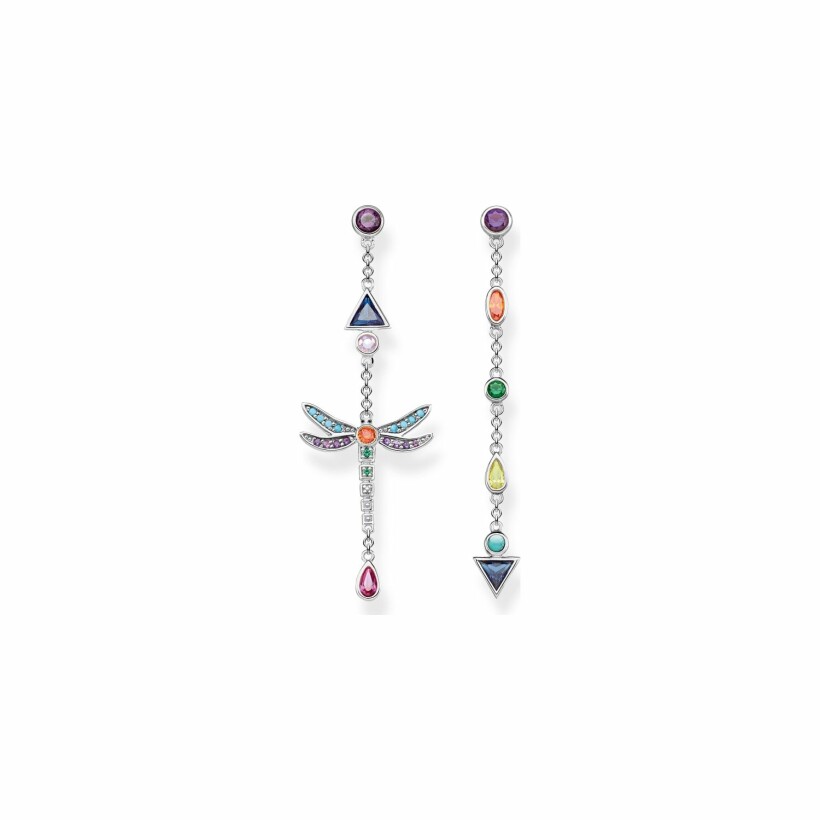 Boucles d'oreilles Thomas Sabo Libellule en argent et pierres multicolores