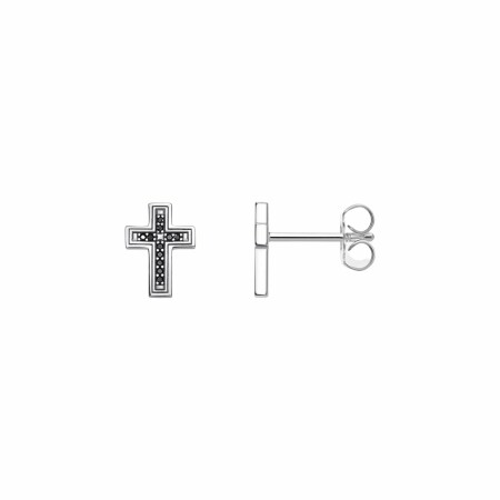 Boucles d'oreilles Thomas Sabo croix noir en argent et oxyde de zirconium