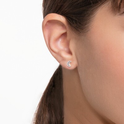 Mono clou d'oreille Thomas Sabo Lune pavée en argent et oxydes de zirconium