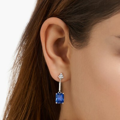 Boucles d'oreilles Thomas Sabo en argent, oxydes de zirconium et pierre de couleurs
