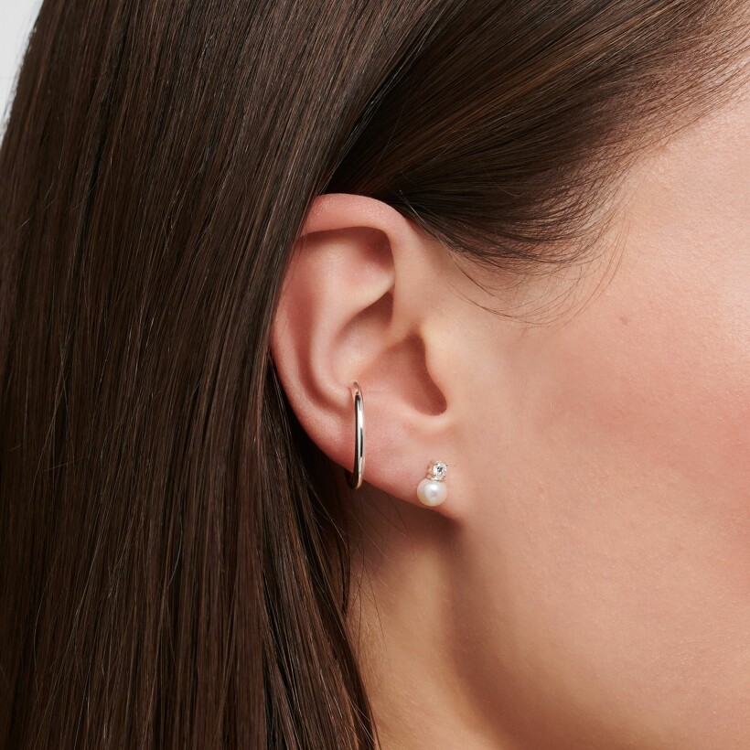 Mono clou d'oreille Thomas Sabo Perles en argent, perle d'eau douce et oxyde de zirconium