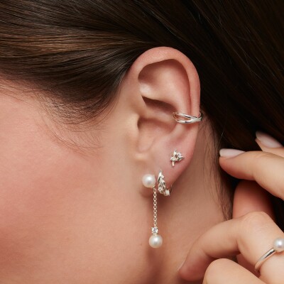 Mono clou d'oreille Thomas Sabo Feuilles en argent et oxydes de zirconium