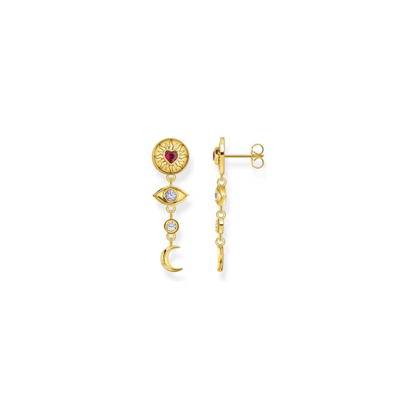 Boucles d'oreilles Thomas Sabo Glam & Soul en argent plaqué or jaune, corindon et oxydes de zirconium
