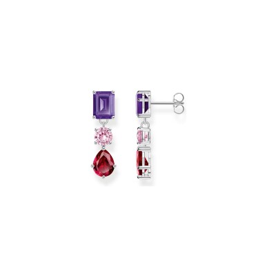 Boucles d'oreilles Thomas Sabo Glam & Soul en argent, corindon et oxydes de zirconium