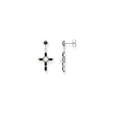 Boucles d'oreilles Thomas Sabo en argent, perle d'eau douce et oxyde de zirconium