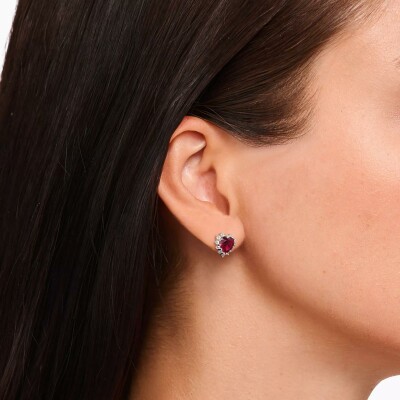 Clous d'oreilles Thomas Sabo en argent, oxyde de zirconium et rubis synthétique