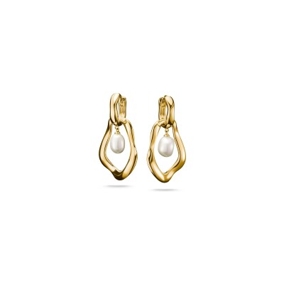 Boucles d'oreilles Thomas Sabo en argent, plaqué or et perle d'eau douce