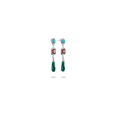 Boucles d'oreilles Thomas Sabo en argent, oxyde de zirconium, turquoise d'imitation et agate