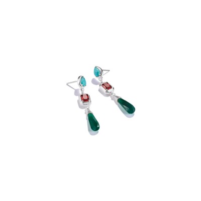 Boucles d'oreilles Thomas Sabo en argent, oxyde de zirconium, turquoise d'imitation et agate