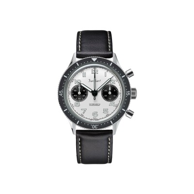 Montre Hanhart 1882 415 S Panda, 39 mm, bracelet cuir noir, taille M