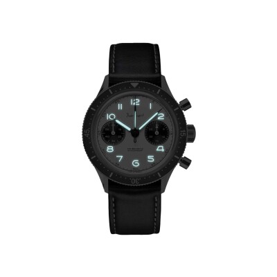Montre Hanhart 1882 415 S Panda, 39 mm, bracelet cuir noir, taille M
