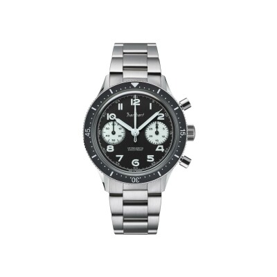 Montre Hanhart 1882  Reverse Panda, 39 mm, bracelet acier