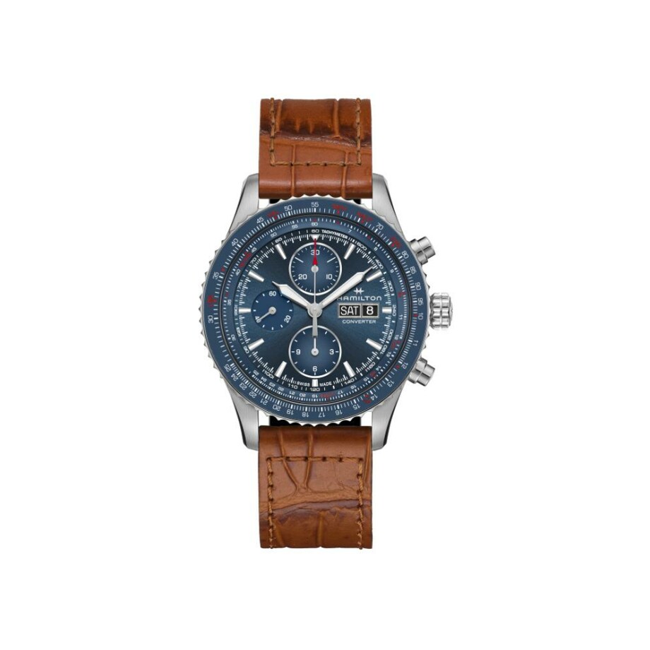 Hamilton Khaki Aviation Converter Auto Chrono leather strap watch
