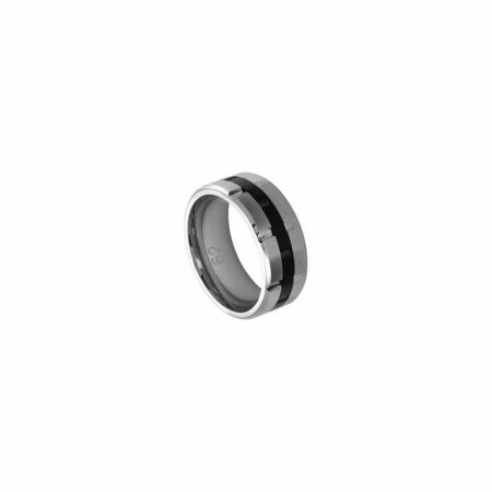 Bague Rochet Factory en acier et PVD noir, taille 62