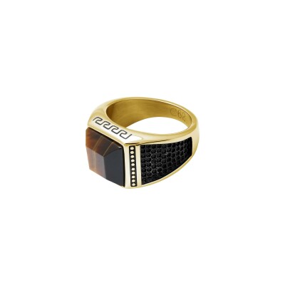 Bague Rochet ROCK 15mm en acier vintage et seraphinite verte, taille 60