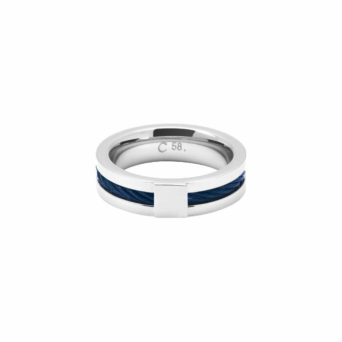 Bague Rochet Cabestan 0,6cm en acier et PVD bleu taille 60