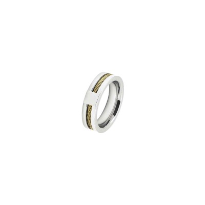 Bague Rochet CABESTAN 6mm en acier et PVD doré, taille 60