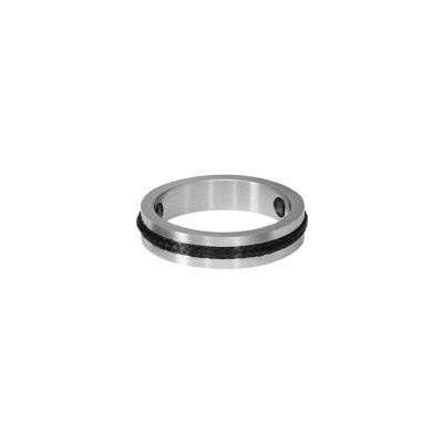 Bague Rochet HAUBANS 5mm en acier satiné et textile, taille 62
