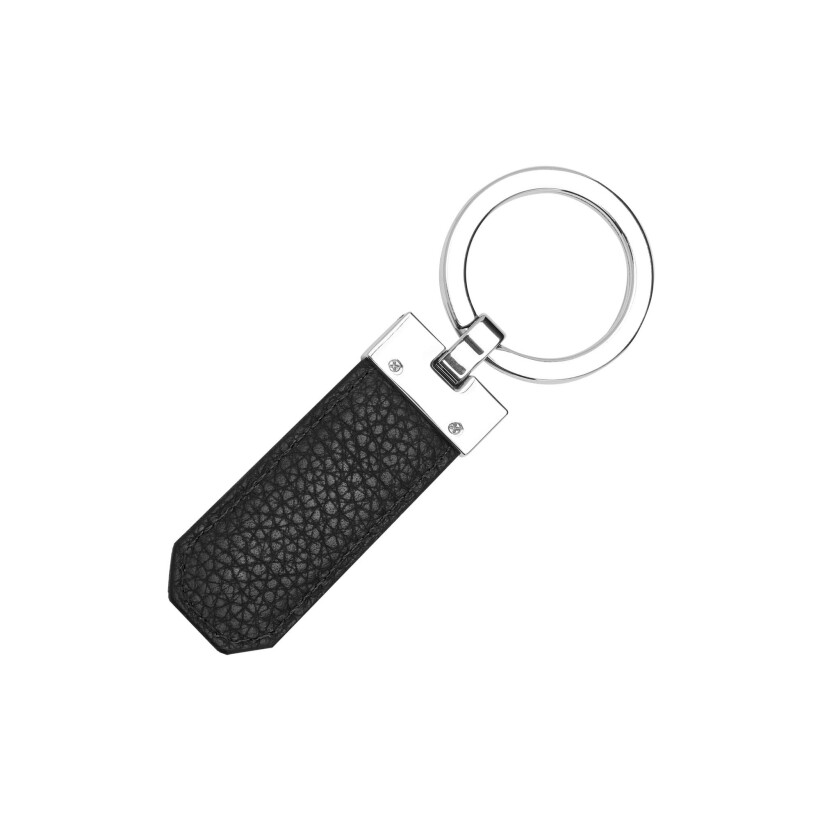 Porte clefs Boss en métal chromé et cuir noir