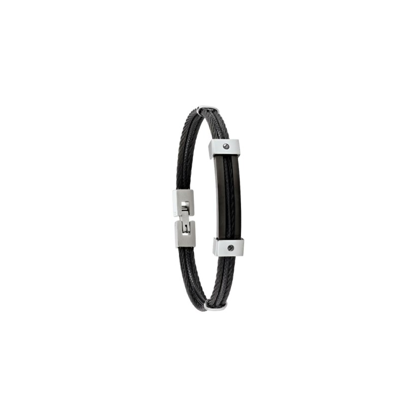 Bracelet câble Jourdan Bijoux Pejo en acier noir