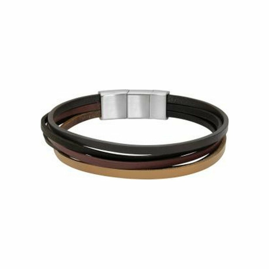 Bracelet Rochet Highlands en acier et cuir