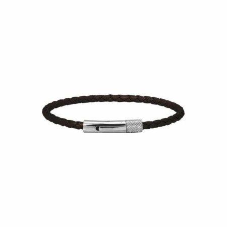 Bracelet Rochet Driver en acier et lien tressé marron