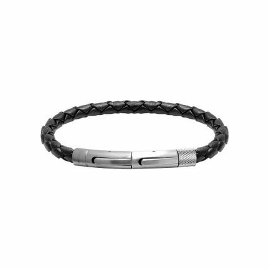 Bracelet Rochet Driver en acier et cuir