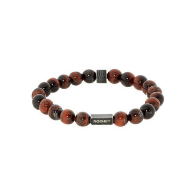 Bracelet Rochet ZZN en perles 8mm œil de taureau et acier vintage