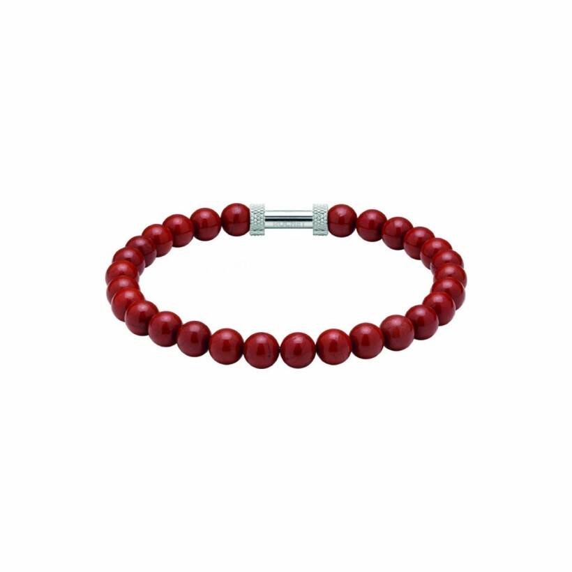 Bracelet Rochet Zen en acier et jaspe rouge 6mm