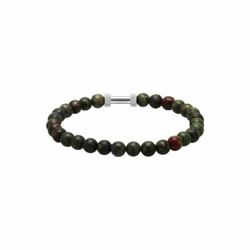 Bracelet Rochet Zen en acier et jaspe verte 6mm