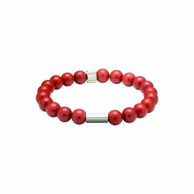 Bracelet Rochet Zen en acier et jaspe rouge 8mm