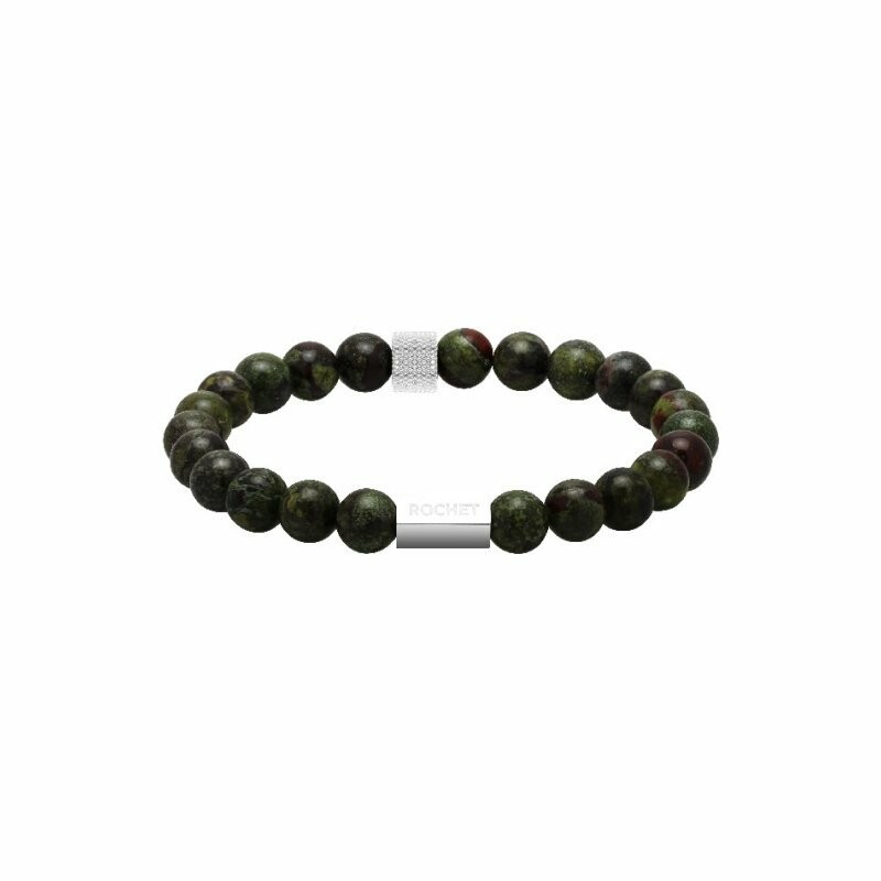 Bracelet Rochet Zen en acier et jaspe vert