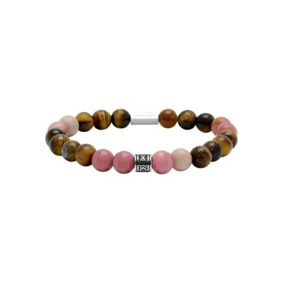 Bracelet Rochet en acier, rhodochrosite et œil de tigre