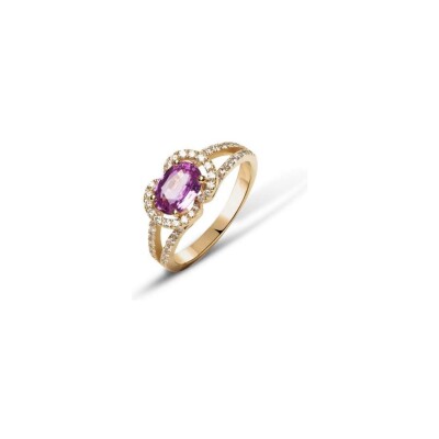 Bague Raynal en or rose, diamants et saphir