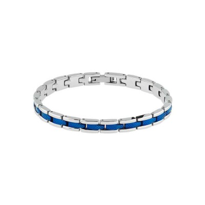 Bracelet Rochet SANTORIN 6mm en acier et PVD bleu, taille 21 cm réglable