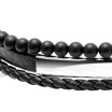 Bracelet Rochet Yale en acier, cuir noir et agates noires